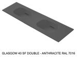 Plan double vasques système d’évacuation discret L 50 à 201 x P 40 à 51 cm, finition lisse mate, 10 couleurs, Résine Anti-bactérien Akrytan® teinté dans la masse, Livraison Offerte